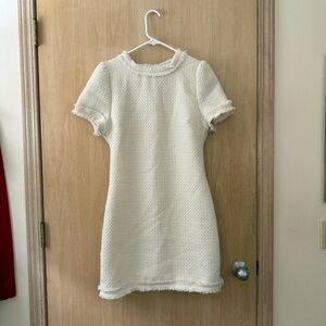 She + Sky Cream Tweed Mini Dress Short Sleeve Size Medium